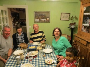 Dinner with Nelly and Bernard Musard and their daughter and grandson