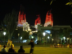 Baku Flaming Towers from the seafront